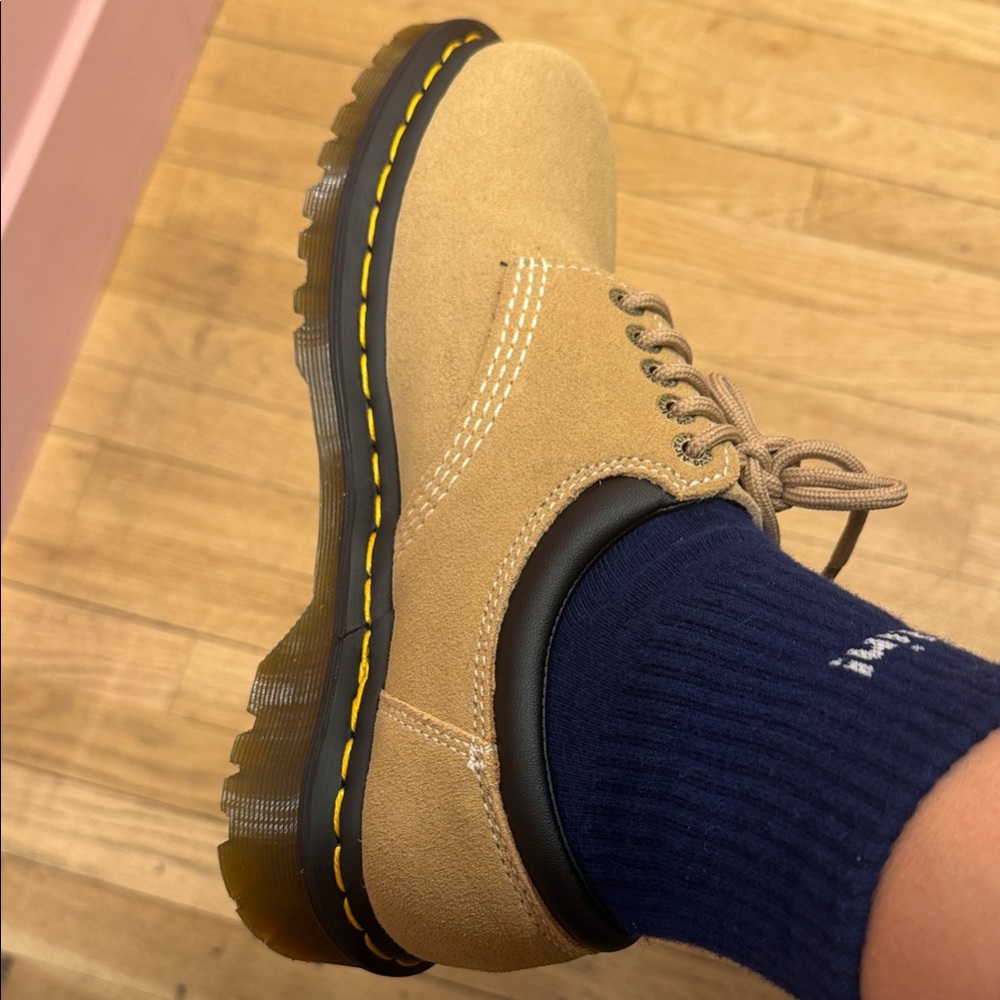 Tan Lace-Up Shoes with Black Soles